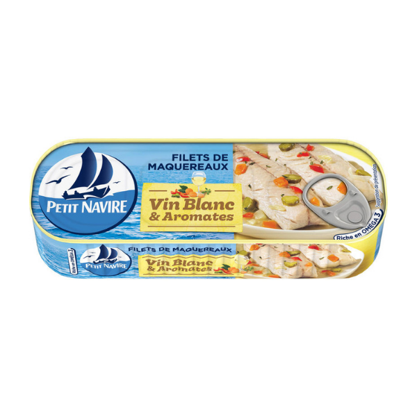 can of Petit Navire mackerel fillets