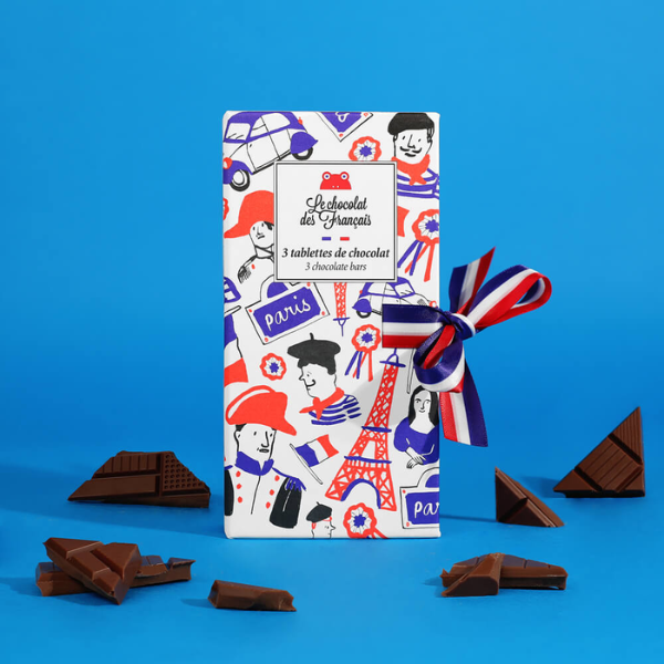 Le Chocolat des Francais Box of 3 x 80g Organic Chocolate Bars