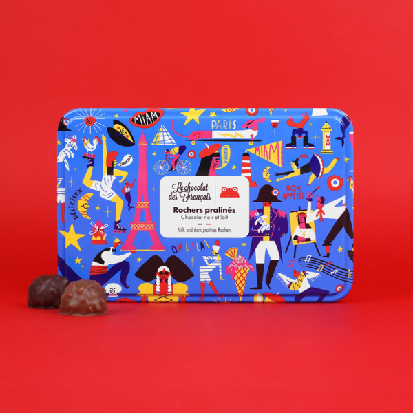 Le Chocolat des Francais Gift Set of 15 Praline Dark and Milk Chocolate Rochers 155g